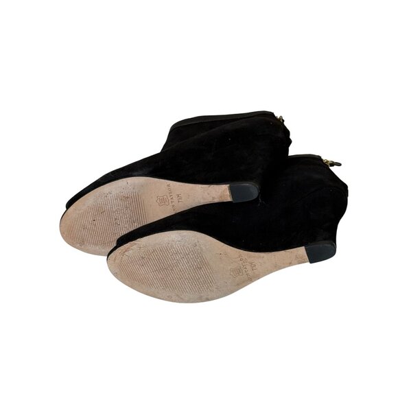 Ann Taylor Black Suede Peep Toe Wedge Booties 7.5M - Picture 10 of 12